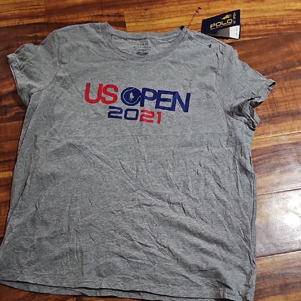 Polo by Ralph Lauren Gray US Open 2021 Tee Shirt Large NWT
